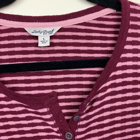 Lucky Brand Striped Thermal Henley Size Large - Picture 2 of 14
